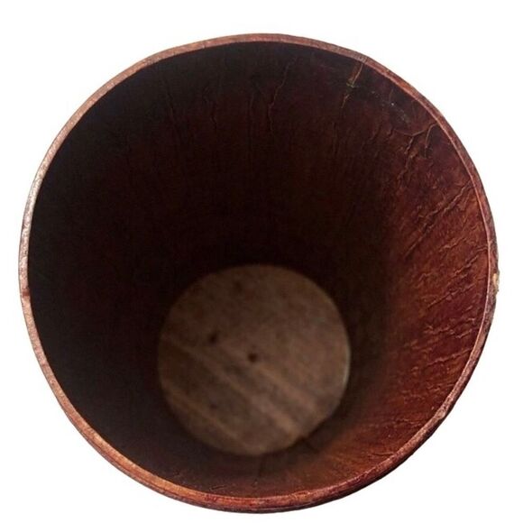 Decorative Canister with Leather Finish and Antique Gold Grape Leaf Banding - Picture 5 of 8